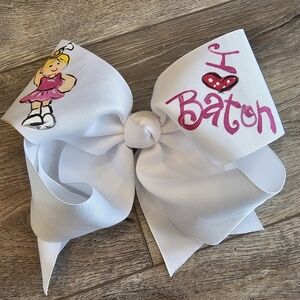 Girls Baton Majorette Hairbow Hand Painted By Two Sisters